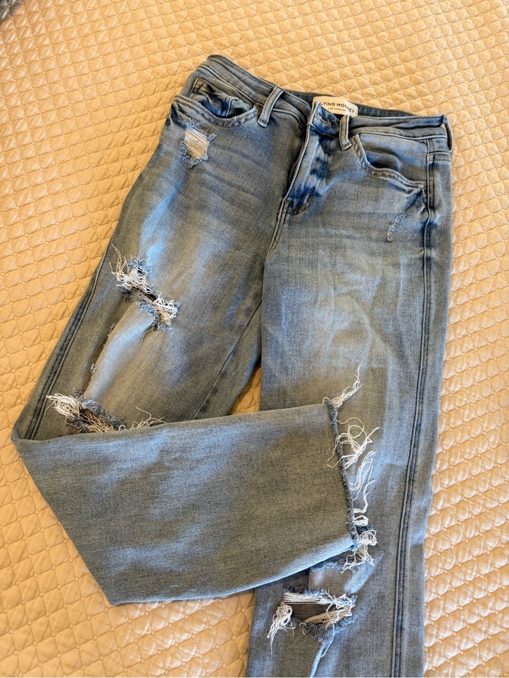 Flying Monkey Distressed Light Blue Boyfriend Jeans